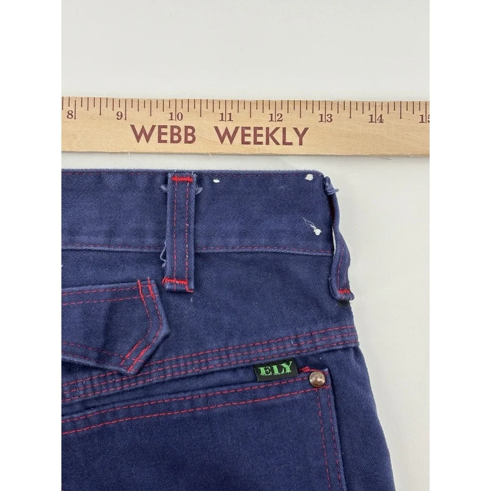 Vintage Ely Buckle Back Jeans Mens 26x33 Blue Denim Bootcut Made in USA Workwear